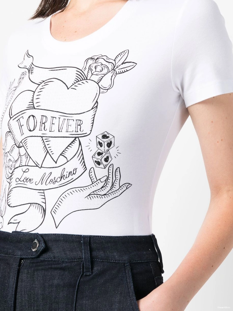 Affordable Moschino Love T-shirt Women slogan-print short-sleeved 0408